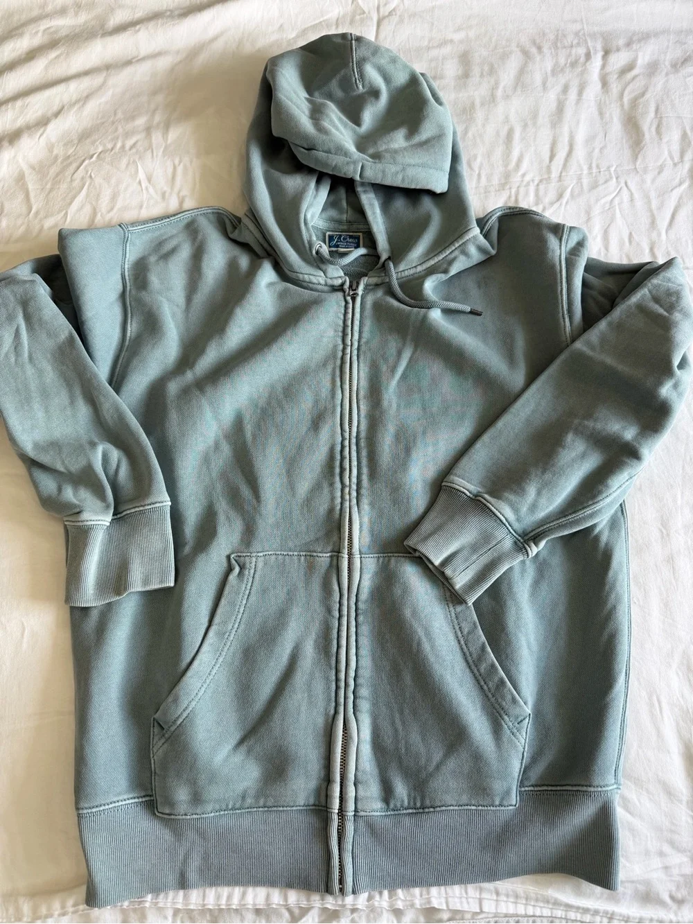J. Crew Light Sage Green Vintage Fleece Zip Hoodie